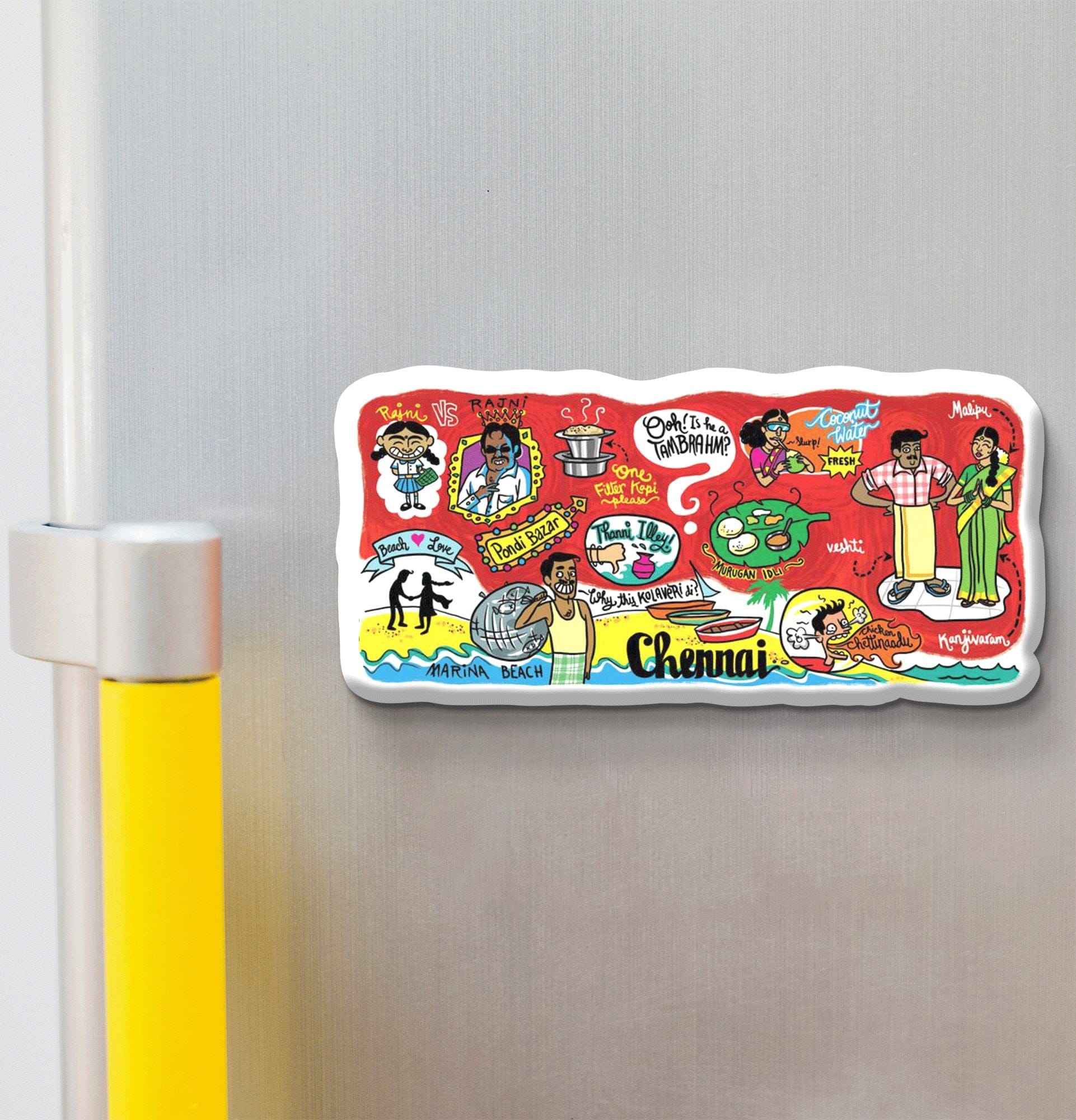 Nivaraprint Souvenir Wooden Fridge Magnet | Chennai