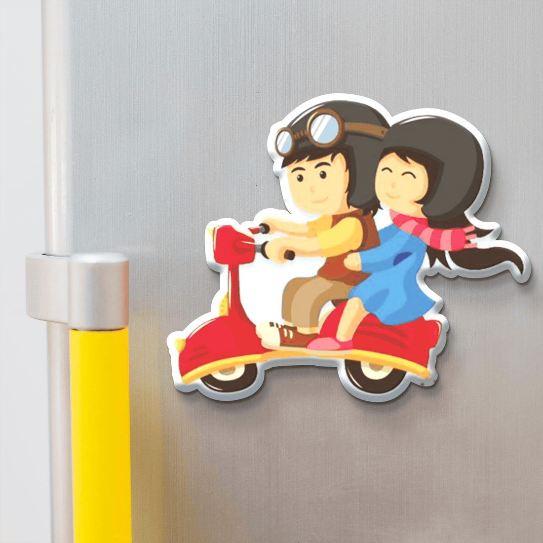 Nivaraprint Souvenir Wooden Fridge Magnet | Couple on bike