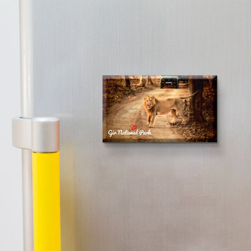 Nivaraprint Souvenir Wooden Fridge Magnet | Gir National Park