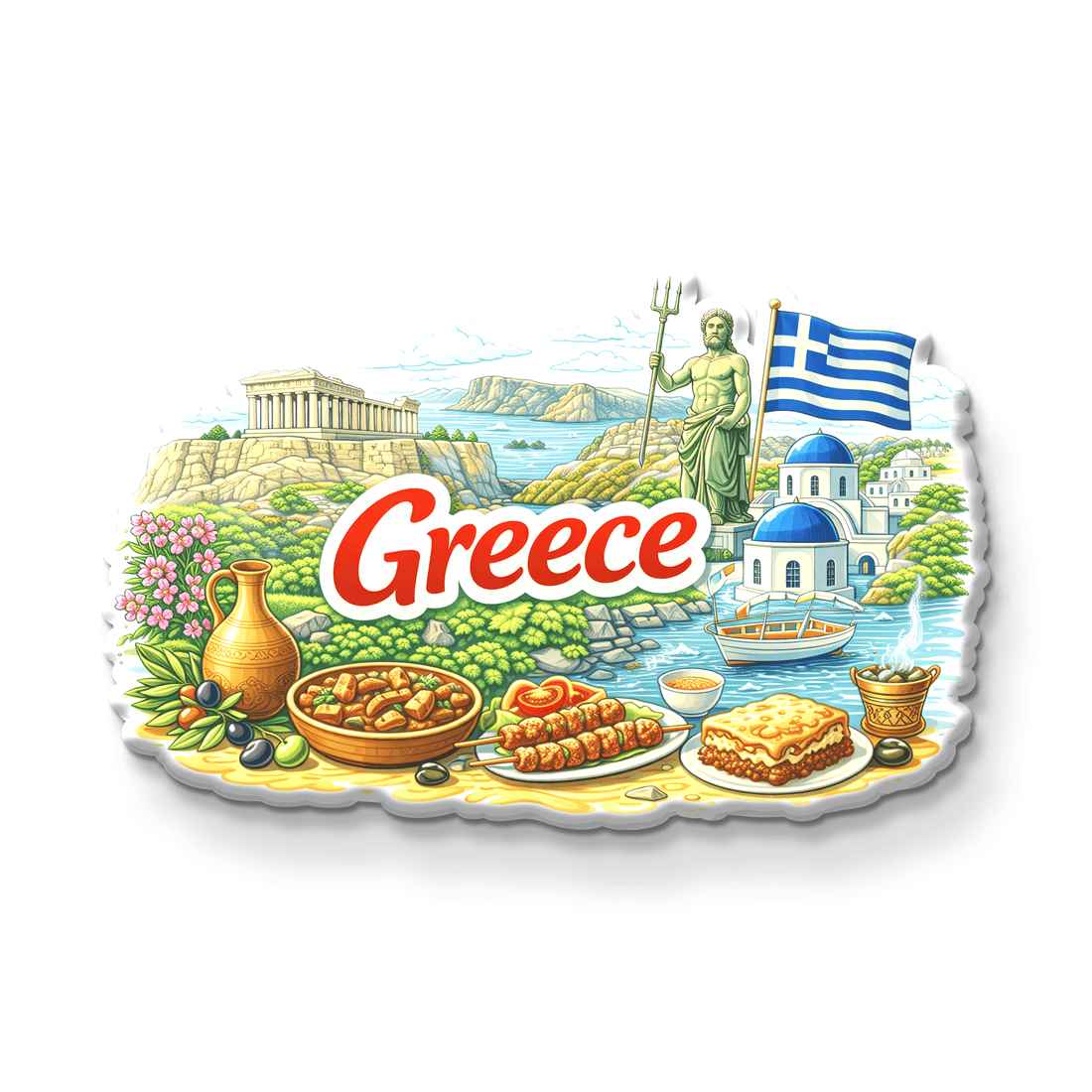 Nivaraprint Souvenir Wooden Fridge Magnet | Greece