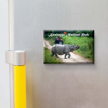 Nivaraprint Souvenir Wooden Fridge Magnet | Kaziranga National Park