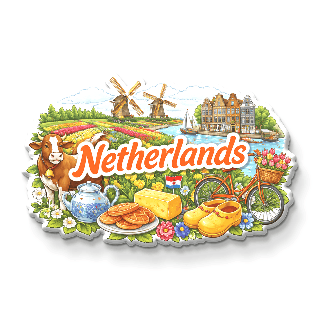 Nivaraprint Souvenir Wooden Fridge Magnet | Netherlands