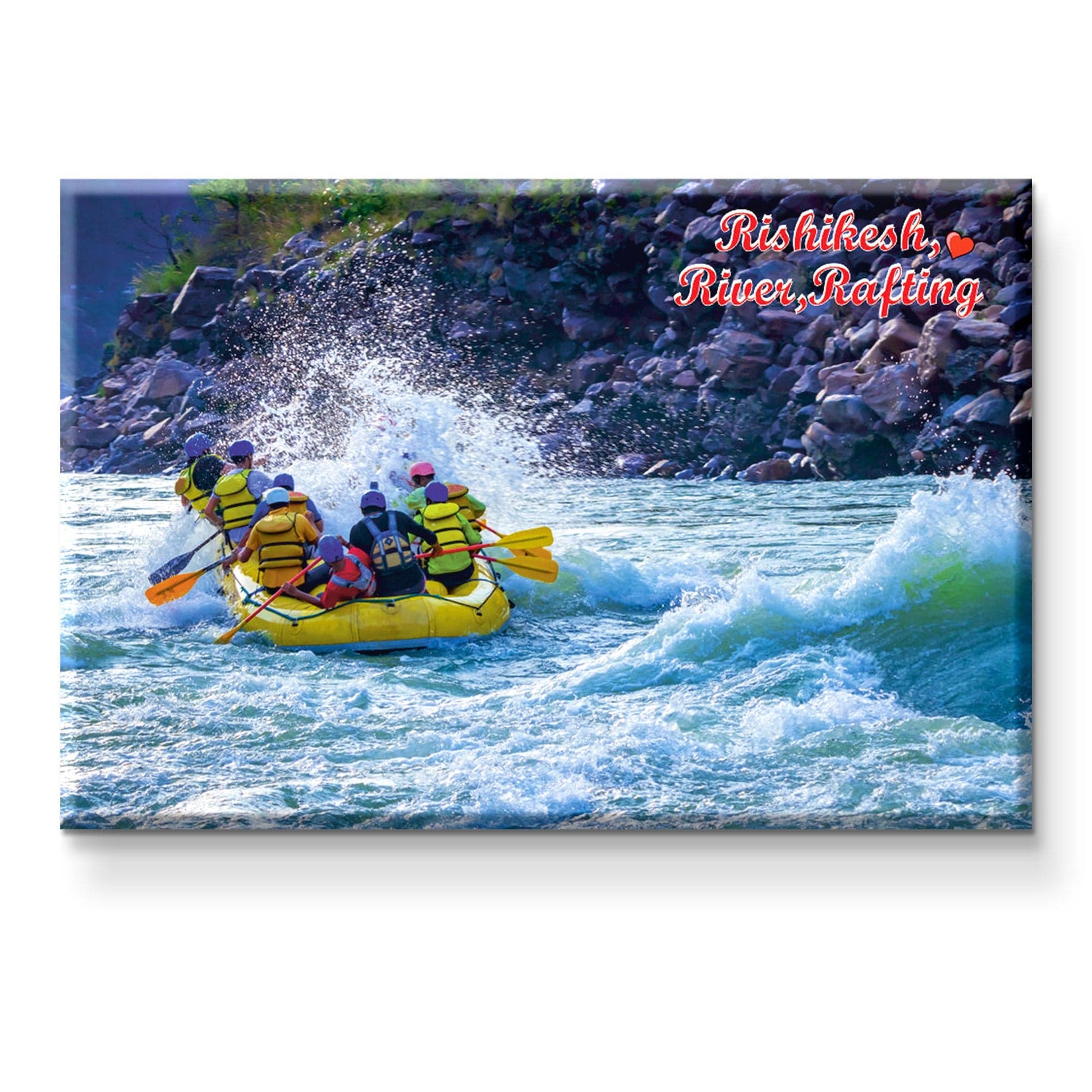 Nivaraprint Souvenir Wooden Fridge Magnet | River Rafting -Rishikesh