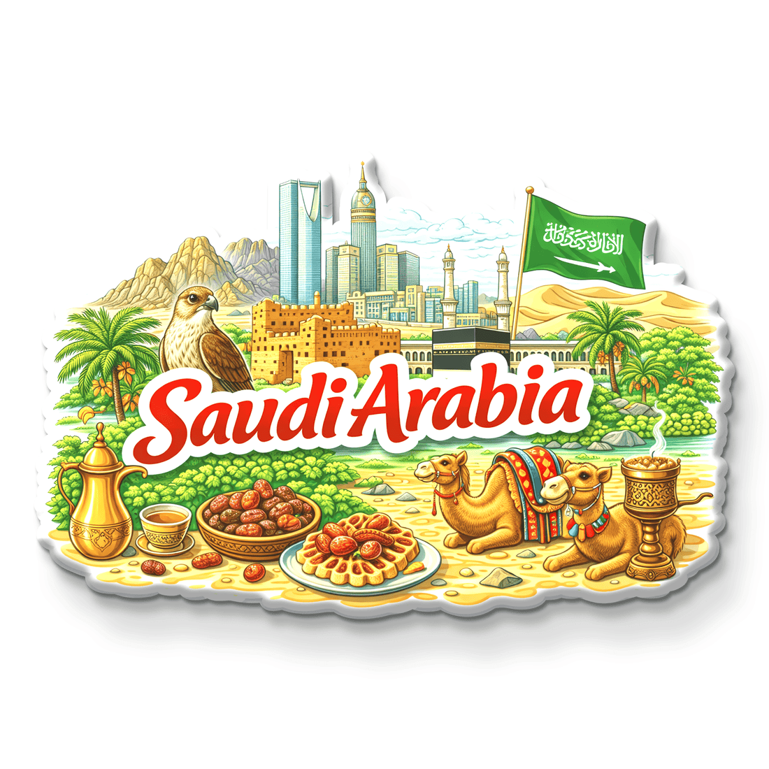 Nivaraprint Souvenir Wooden Fridge Magnet | Saudi Arabia