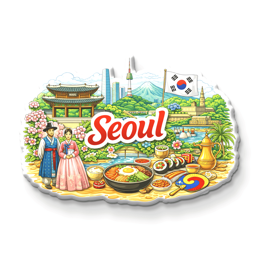 Nivaraprint Souvenir Wooden Fridge Magnet | Seoul