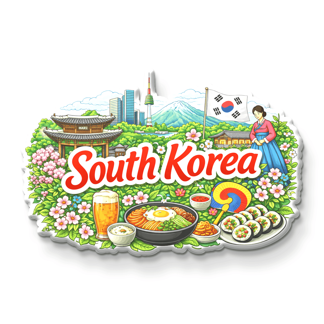 Nivaraprint Souvenir Wooden Fridge Magnet | South Korea