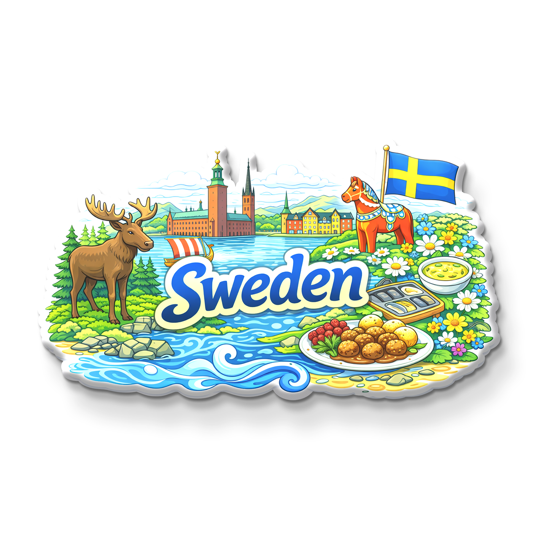 Nivaraprint Souvenir Wooden Fridge Magnet | Sweden