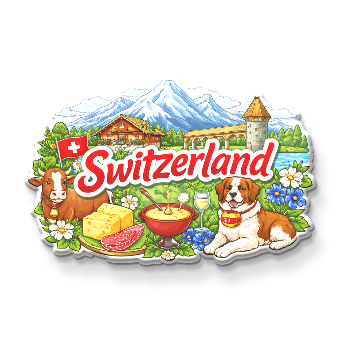 Nivaraprint Souvenir Wooden Fridge Magnet | Switzerland