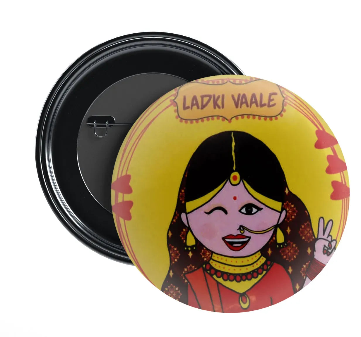 Ladki Wale Traditional Wedding Badge | Indian Bride Pin Button ...