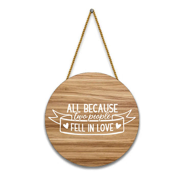Nivaraprint Wooden Wall Hanging for Home Decoration | ALL BEACUSE two people FALL IN LOVE