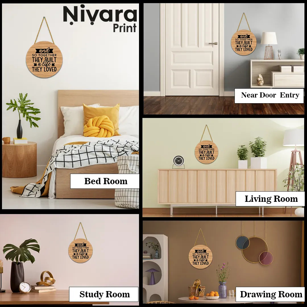 Nivaraprint Wooden Wall Hanging for Home Decoration | AND SO Together They built A life they LOVED 02