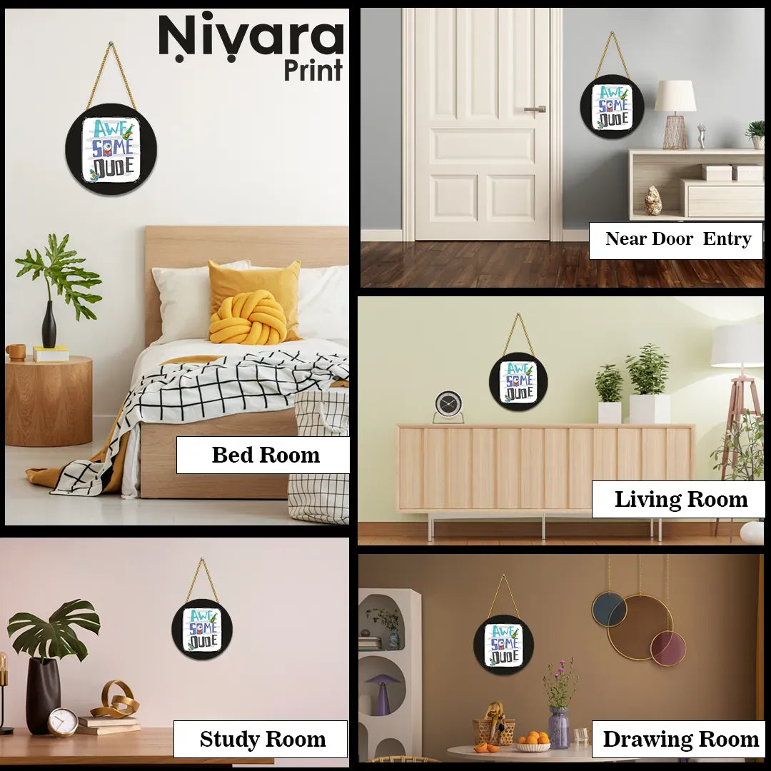 Nivaraprint Wooden Wall Hanging for Home Decoration | AWE SOME DUDE