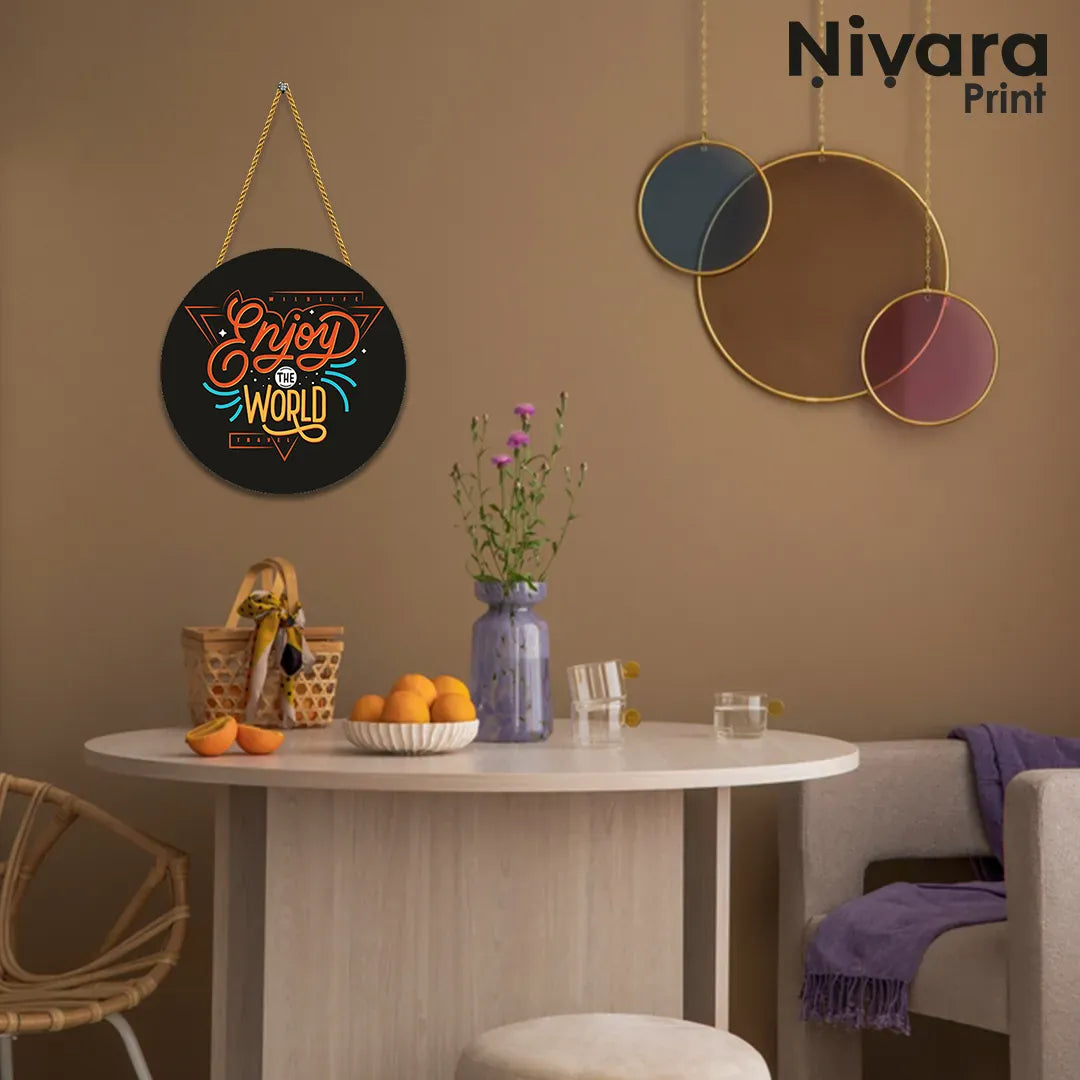 Nivaraprint Wooden Wall Hanging for Home Decoration | Enjoy The World