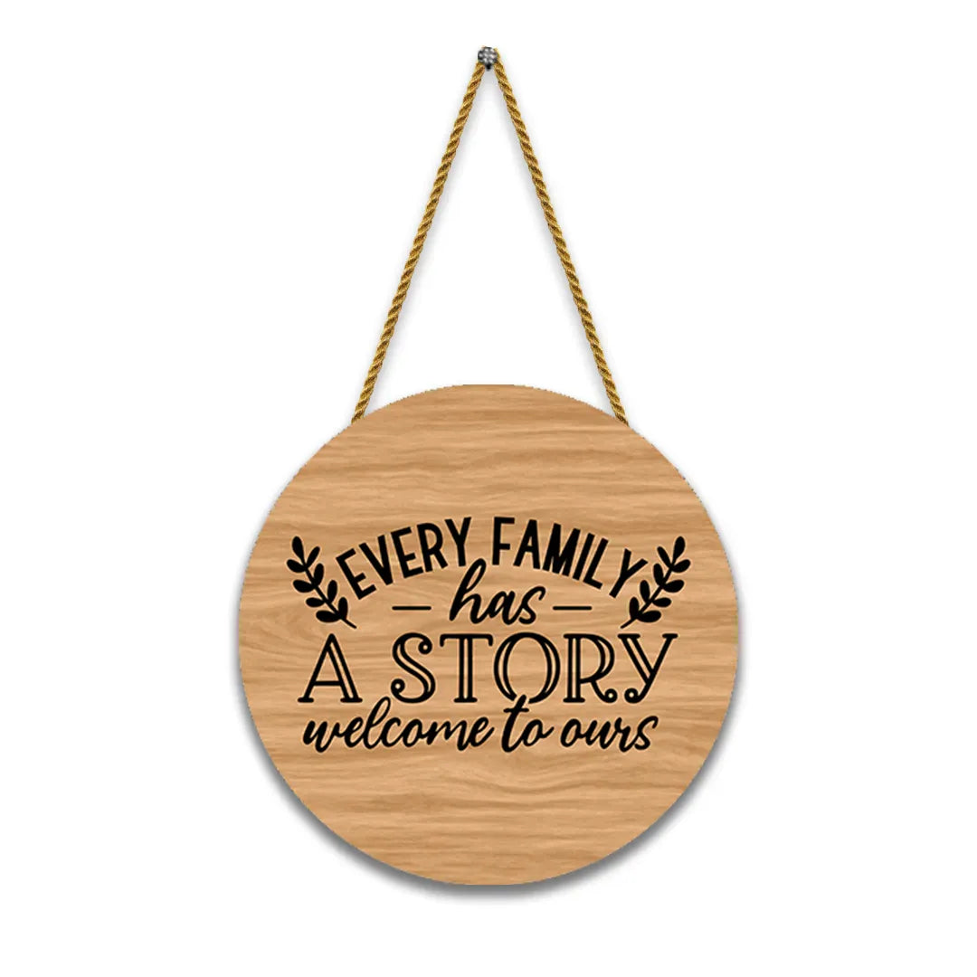 Nivaraprint Wooden Wall Hanging for Home Decoration | Every family has A story welcome to ours