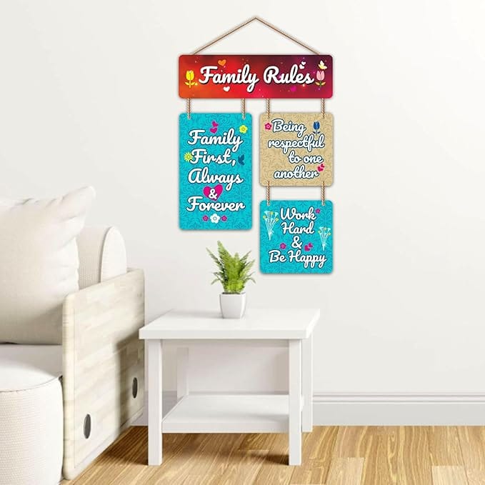 Nivaraprint Wooden Wall Hanging for Home Decoration | Family Rules