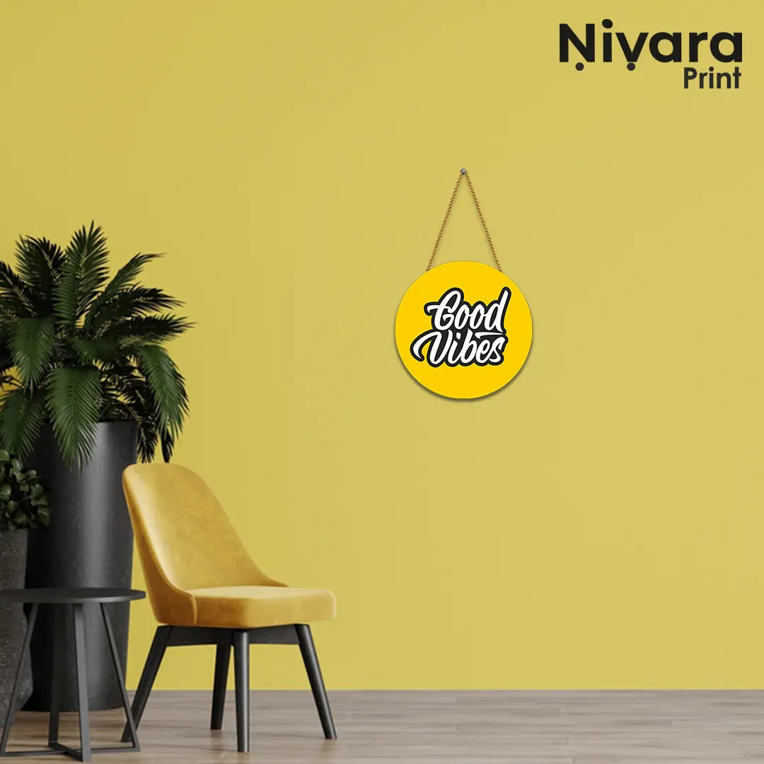 Nivaraprint Wooden Wall Hanging for Home Decoration | Good Vibes