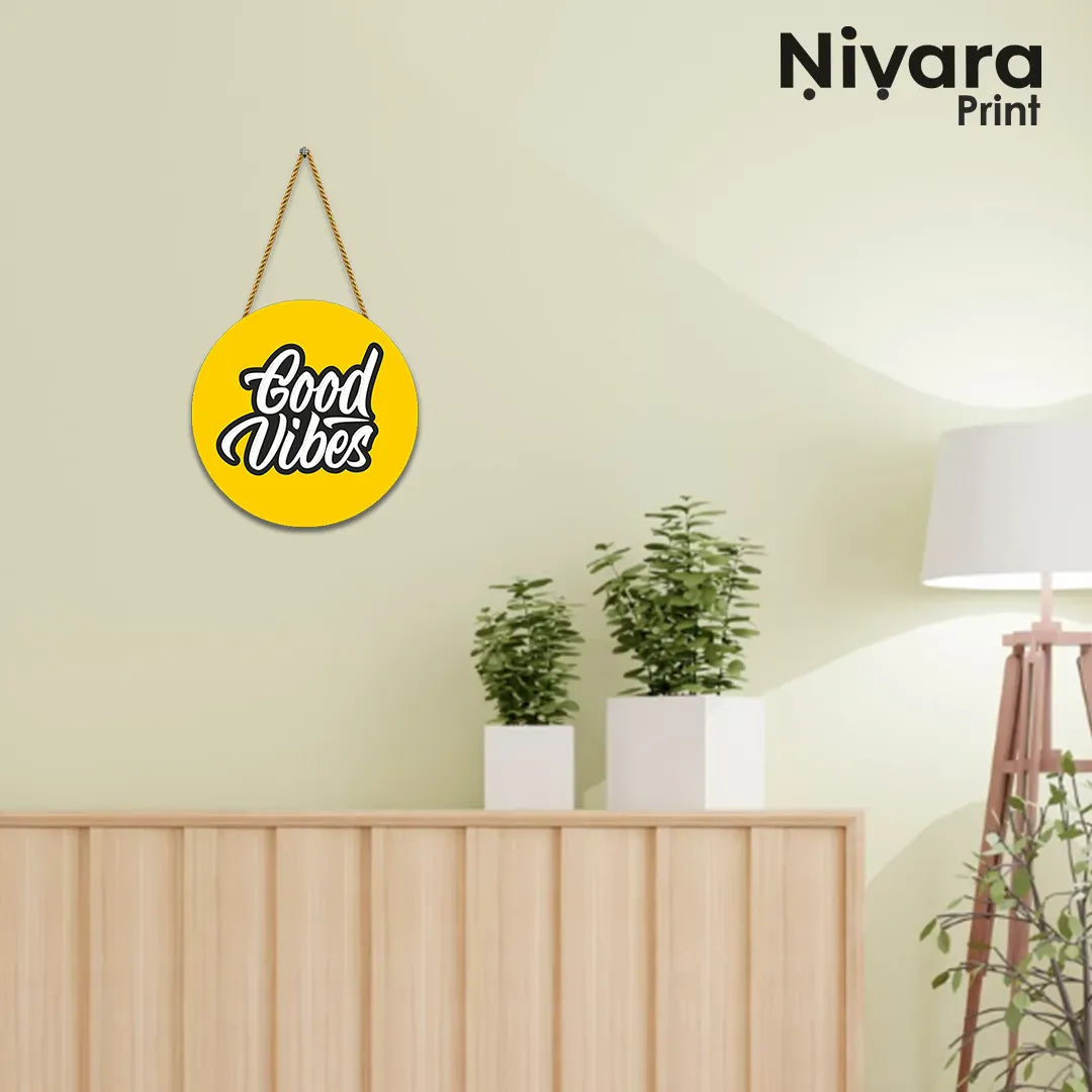 Nivaraprint Wooden Wall Hanging for Home Decoration | Good Vibes