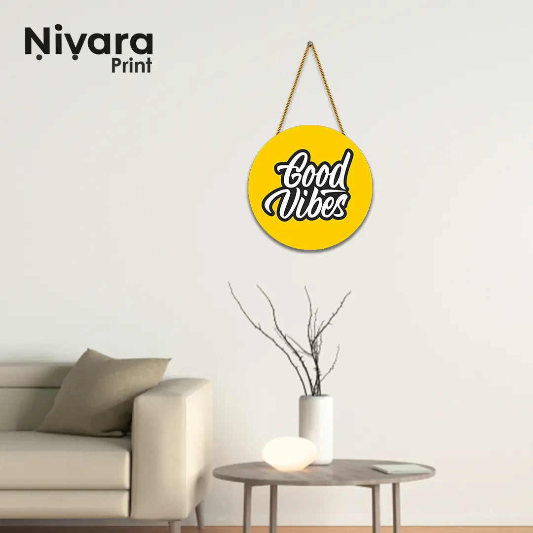 Nivaraprint Wooden Wall Hanging for Home Decoration | Good Vibes
