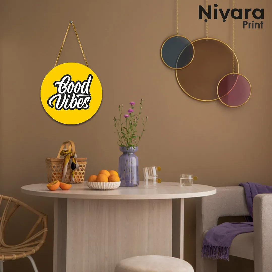 Nivaraprint Wooden Wall Hanging for Home Decoration | Good Vibes