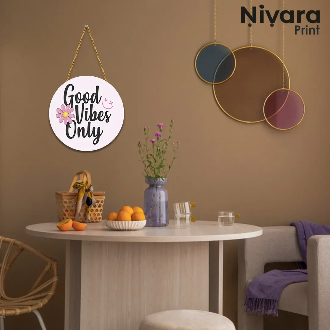 Nivaraprint Wooden Wall Hanging for Home Decoration | Good Vibes Only 01