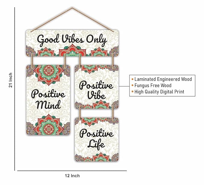 Nivaraprint Wooden Wall Hanging for Home Decoration | Good Vibes Only 02