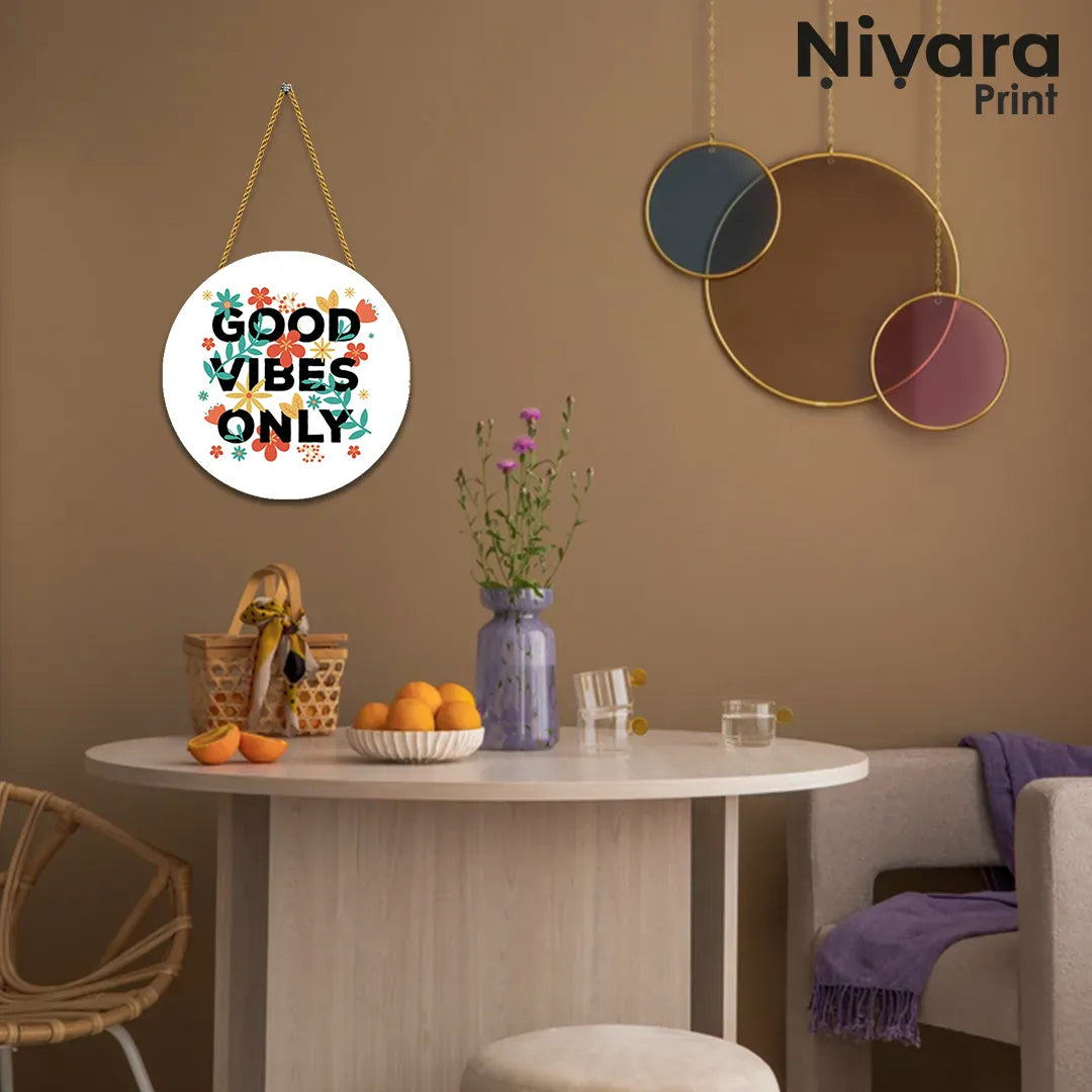 Nivaraprint Wooden Wall Hanging for Home Decoration | Good Vibes Only