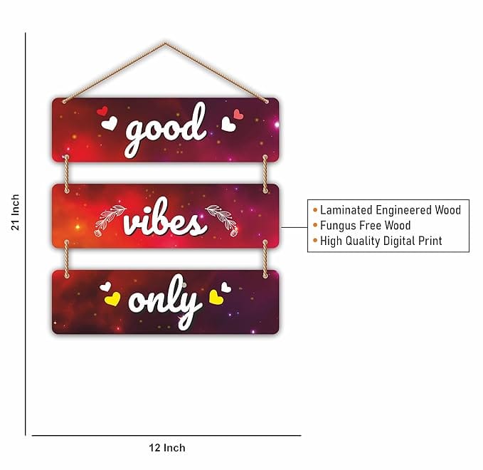 Nivaraprint Wooden Wall Hanging for Home Decoration | Good vibes only