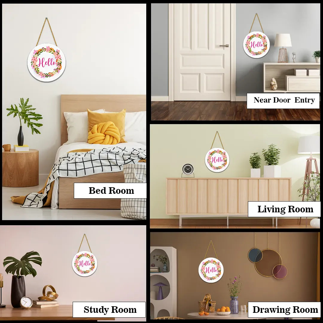 Nivaraprint Wooden Wall Hanging for Home Decoration | Hello