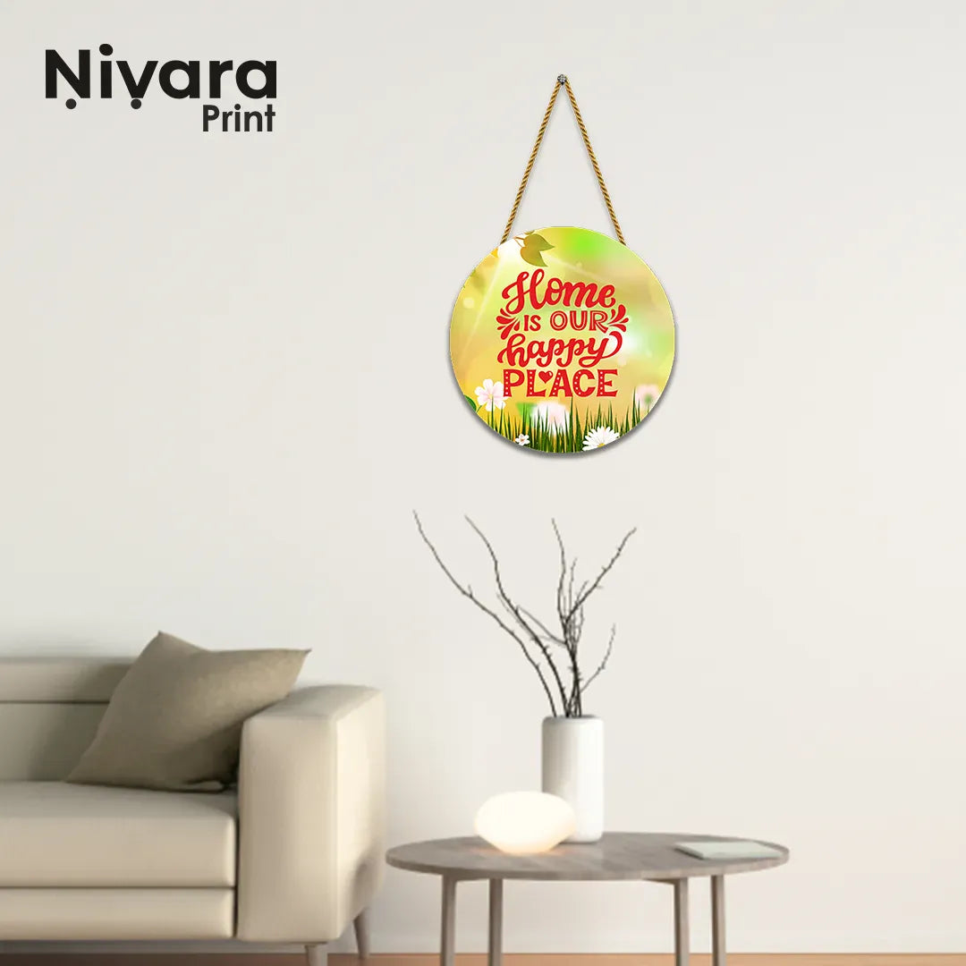 Nivaraprint Wooden Wall Hanging for Home Decoration | Home is our happy place