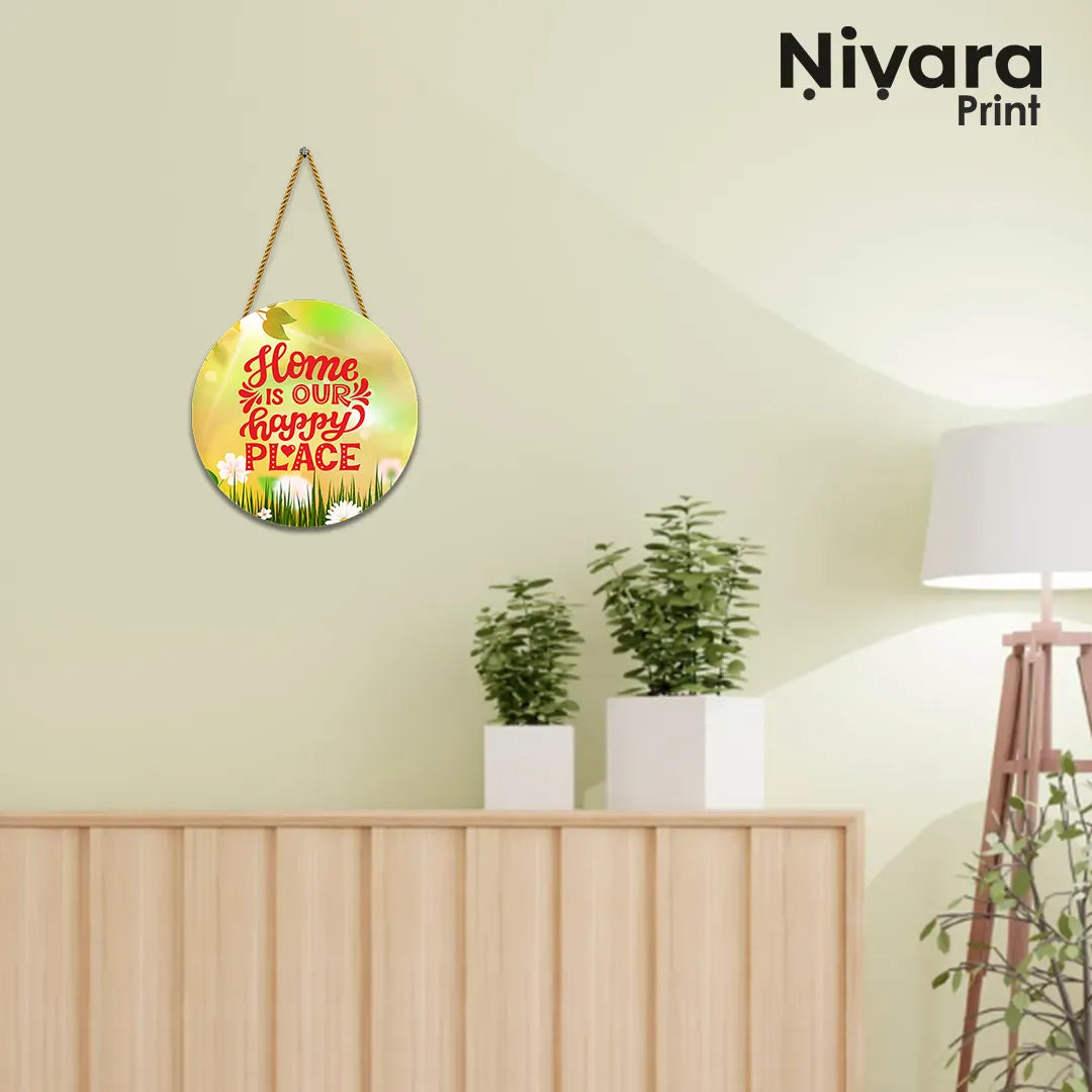 Nivaraprint Wooden Wall Hanging for Home Decoration | Home is our happy place