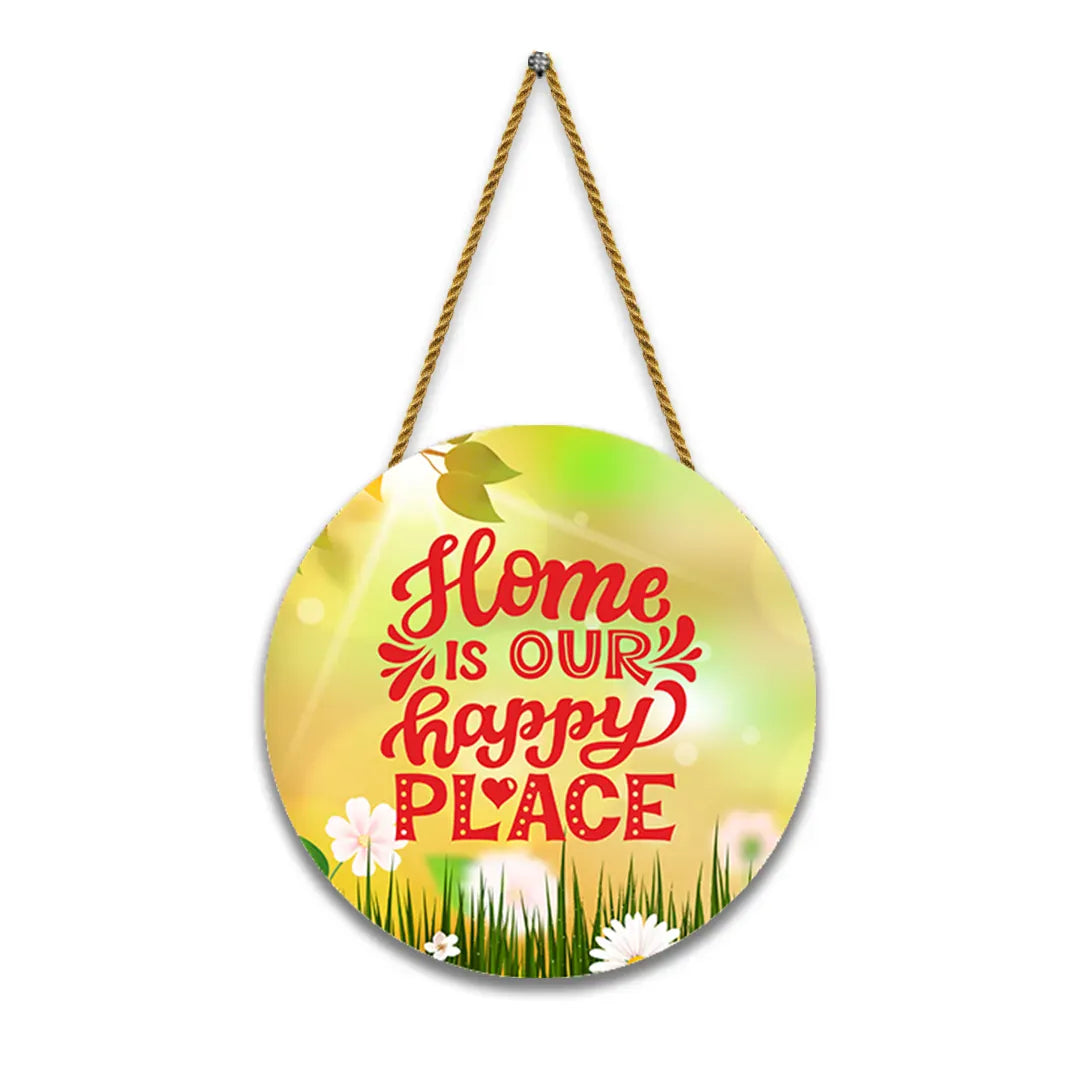 Nivaraprint Wooden Wall Hanging for Home Decoration | Home is our happy place