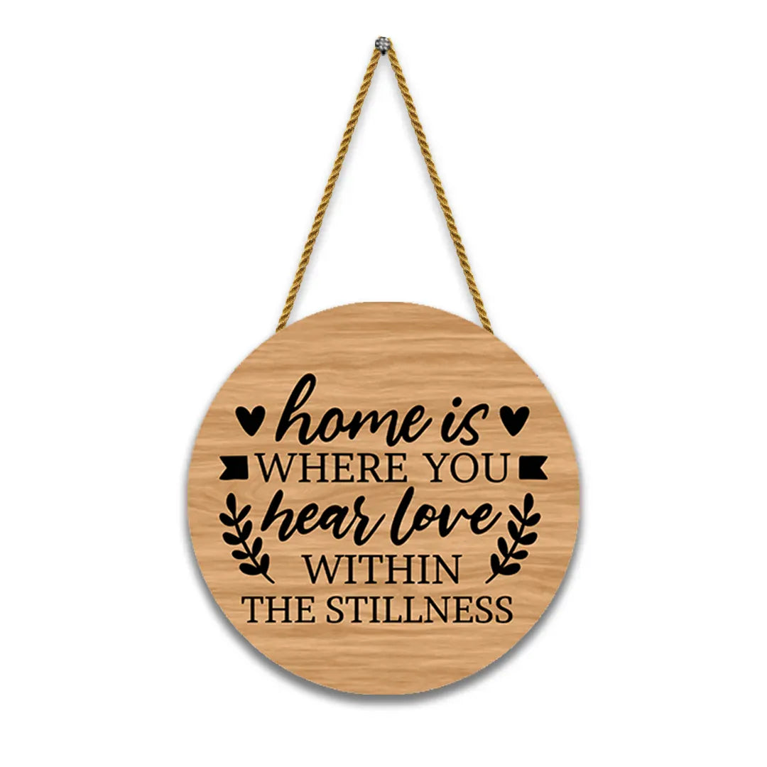 Nivaraprint Wooden Wall Hanging for Home Decoration | Home is where you hear love within the stillness