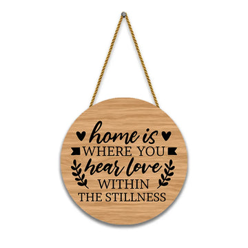 Nivaraprint Wooden Wall Hanging for Home Decoration | Home is where you hear love within the stillness