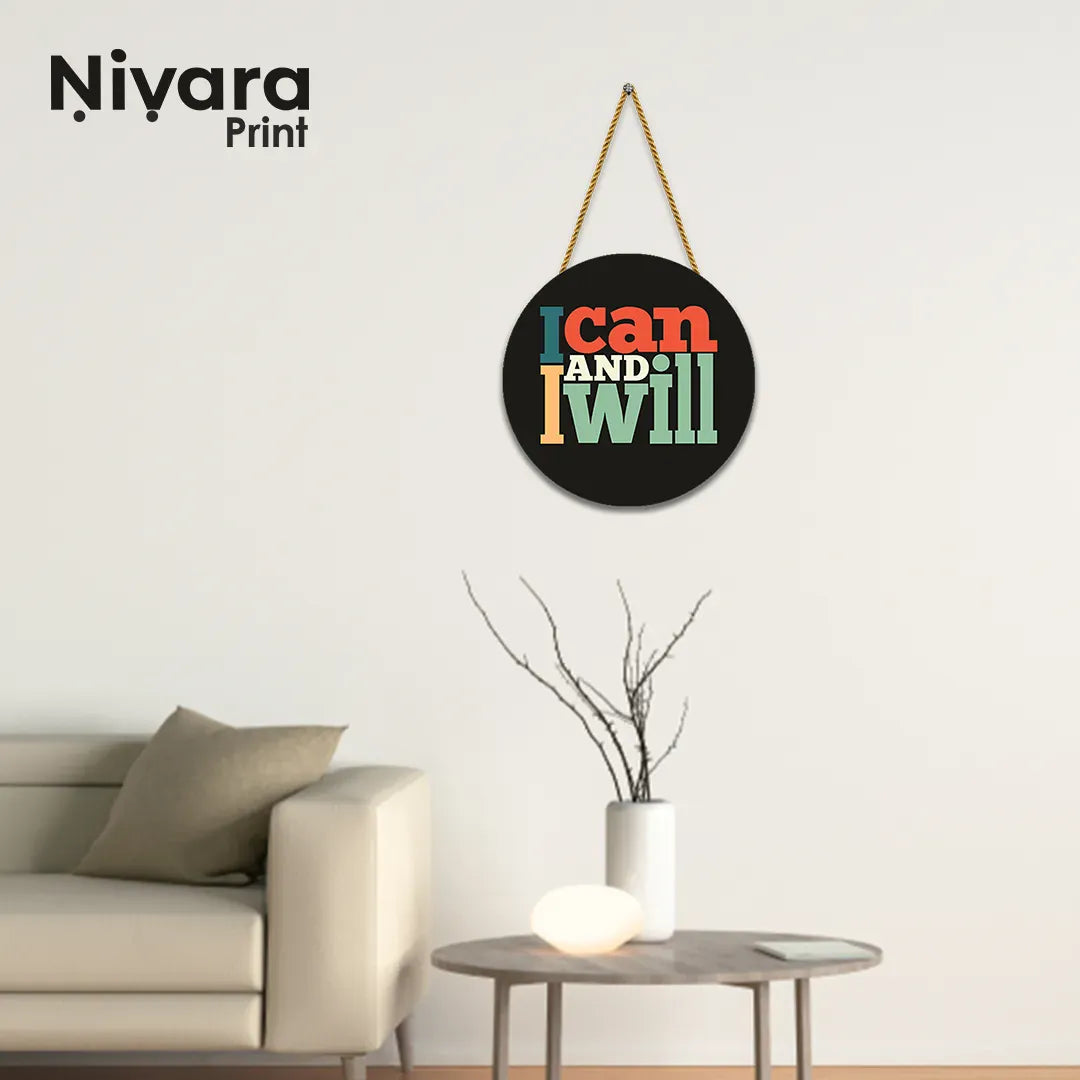 Nivaraprint Wooden Wall Hanging for Home Decoration | I CAN AND I WILL