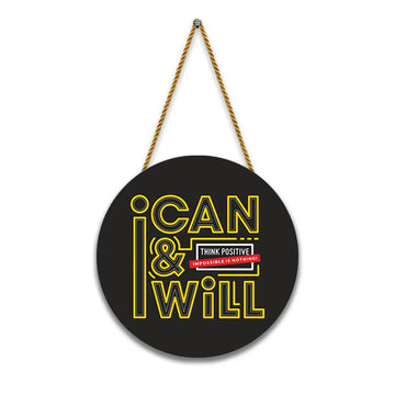 Nivaraprint Wooden Wall Hanging for Home Decoration | I CAN & I WILL