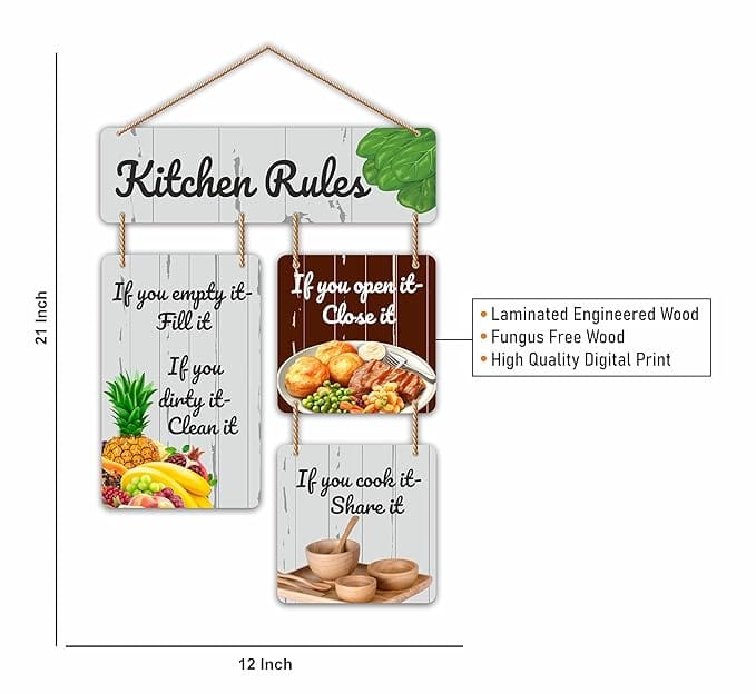 Nivaraprint Wooden Wall Hanging for Home Decoration | Kitchen Rules
