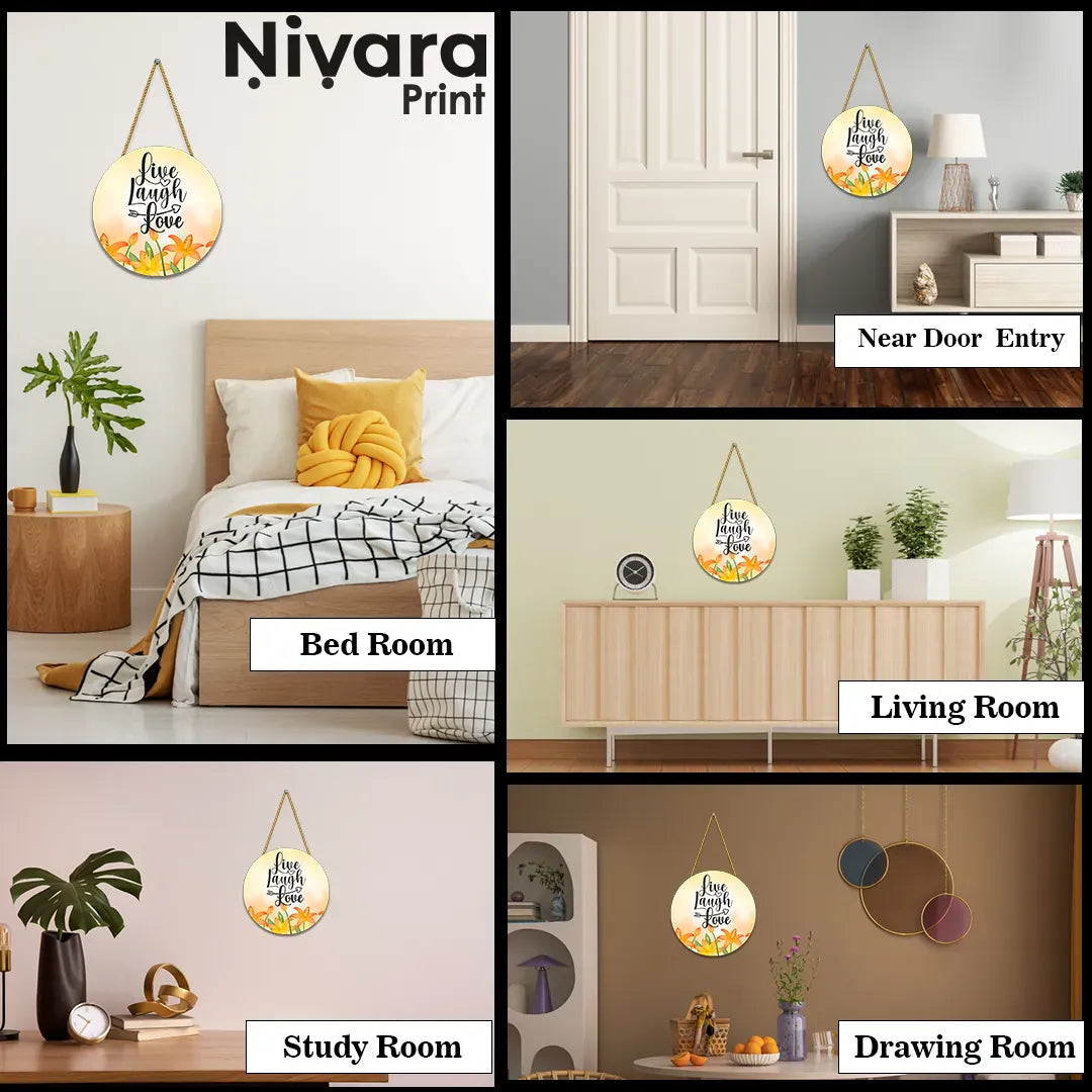 Nivaraprint Wooden Wall Hanging for Home Decoration | Live Laugh Love 01