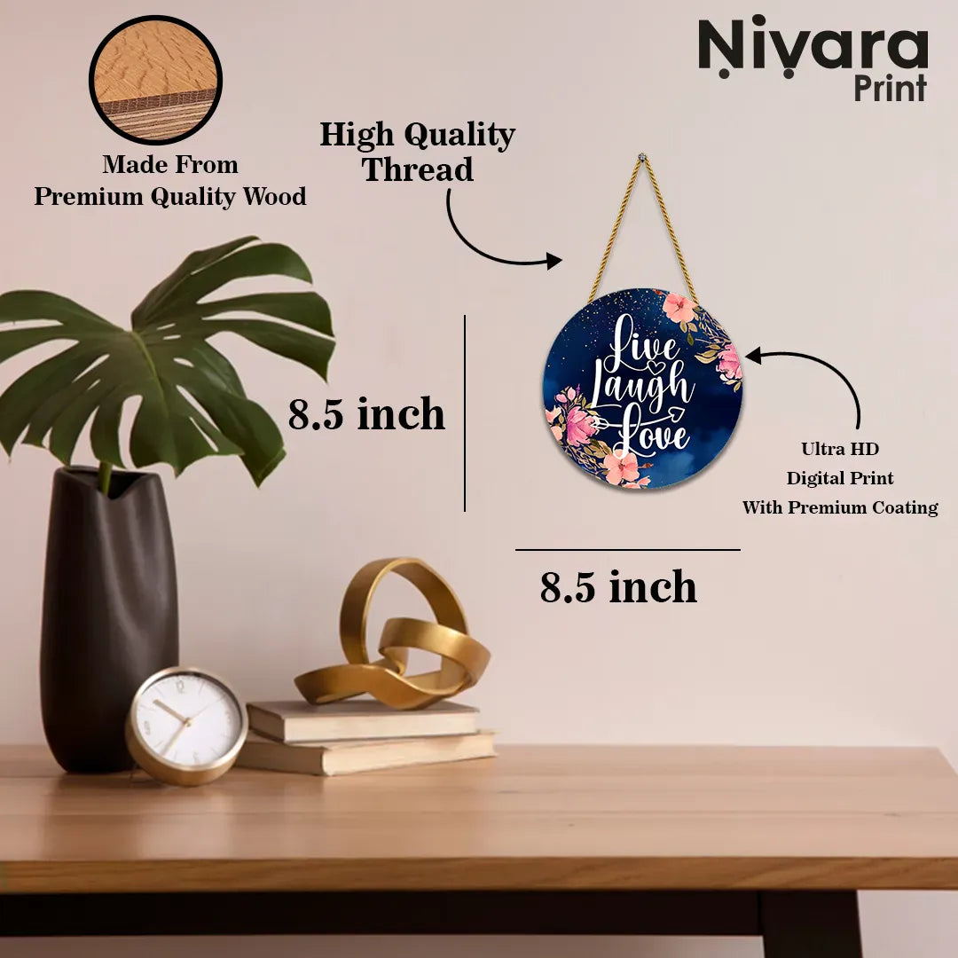 Nivaraprint Wooden Wall Hanging for Home Decoration | Live Laugh Love 02