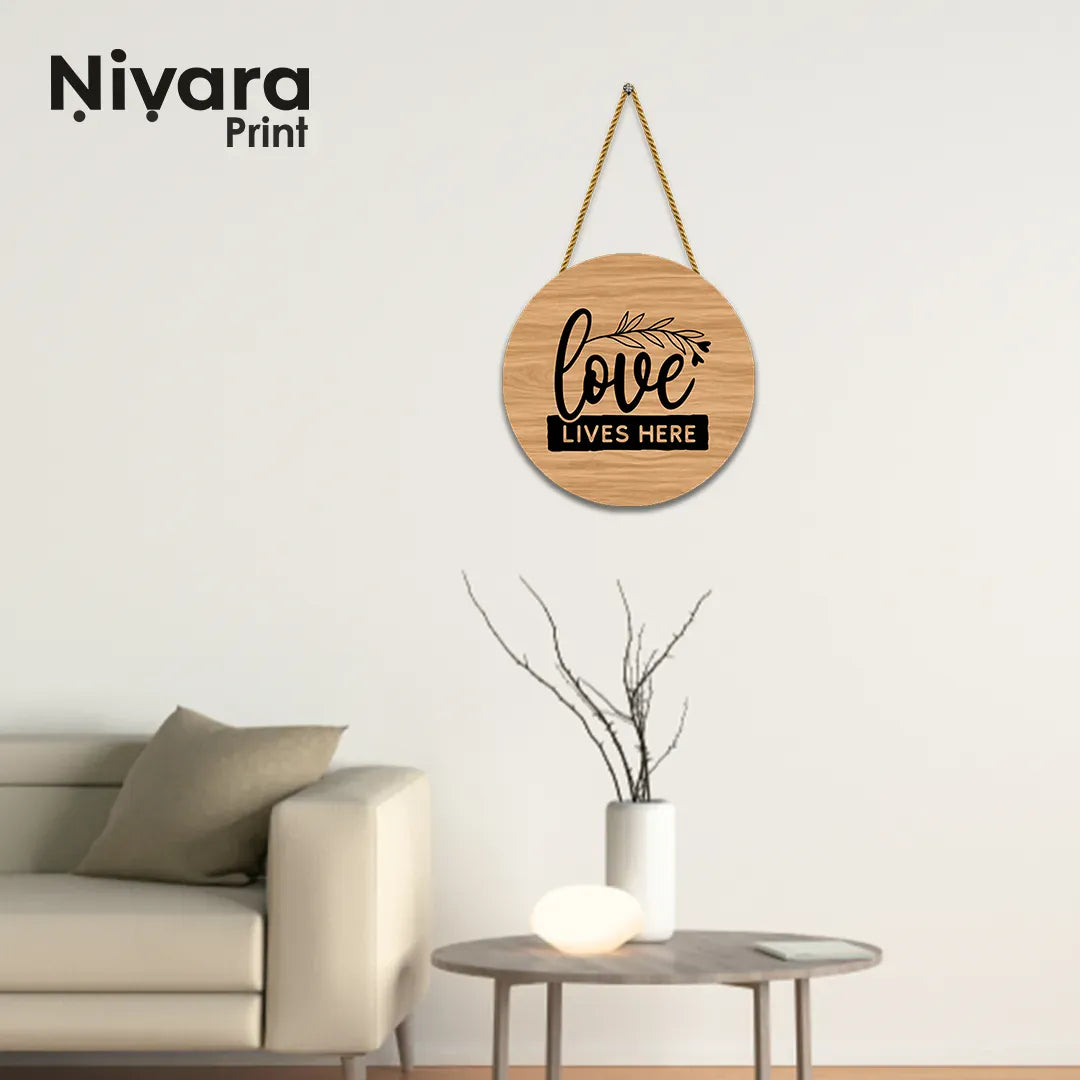 Nivaraprint Wooden Wall Hanging for Home Decoration | Love lives here