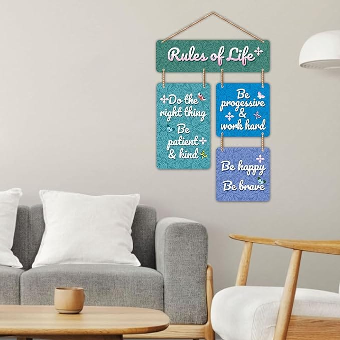 Nivaraprint Wooden Wall Hanging for Home Decoration | Rules of Life
