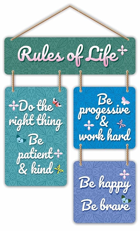 Nivaraprint Wooden Wall Hanging for Home Decoration | Rules of Life