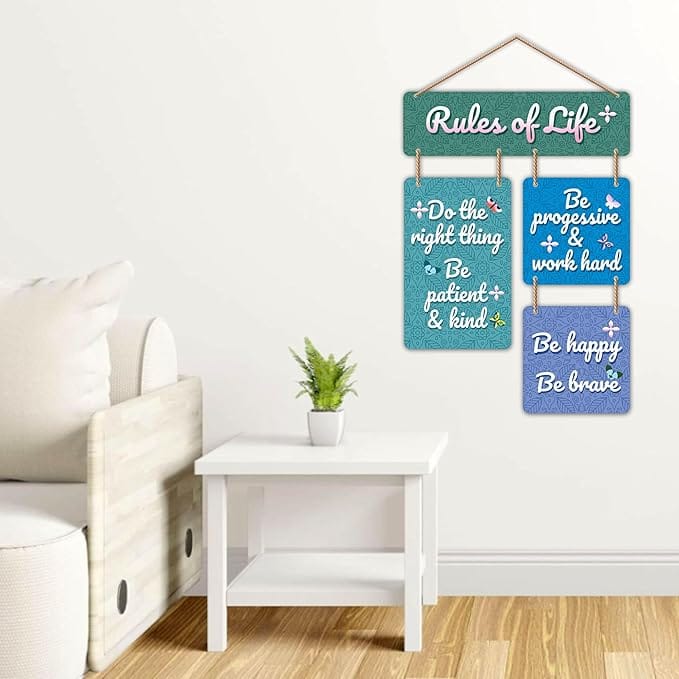 Nivaraprint Wooden Wall Hanging for Home Decoration | Rules of Life