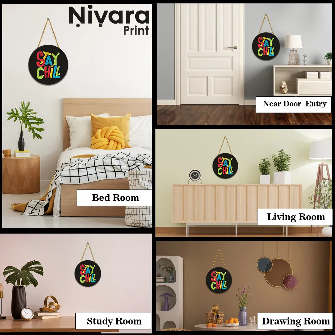 Nivaraprint Wooden Wall Hanging for Home Decoration | Stay Chill
