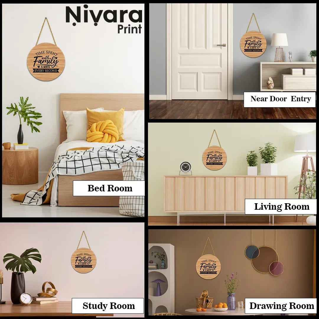 Nivaraprint Wooden Wall Hanging for Home Decoration | Time spent with family is worth every second