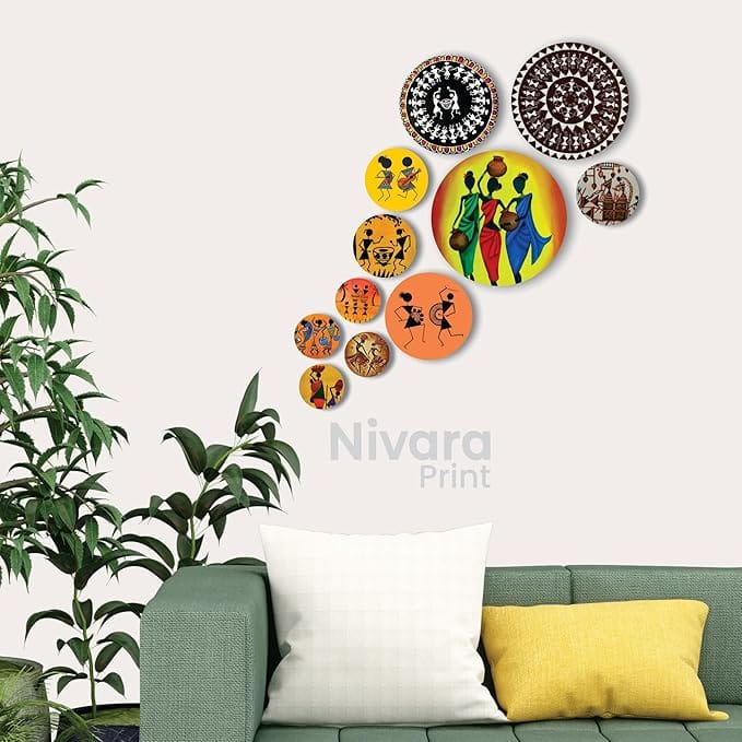Nivaraprint Wooden Wall Hanging for Home Decoration | Warli Theme Wooden Wall Hanging