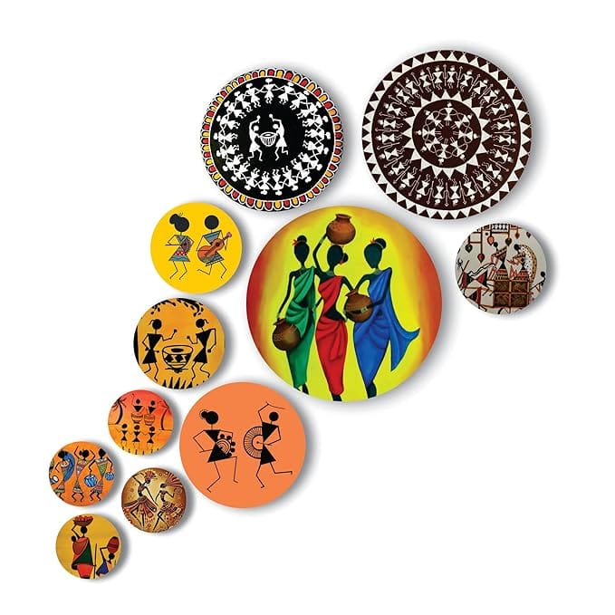 Nivaraprint Wooden Wall Hanging for Home Decoration | Warli Theme Wooden Wall Hanging