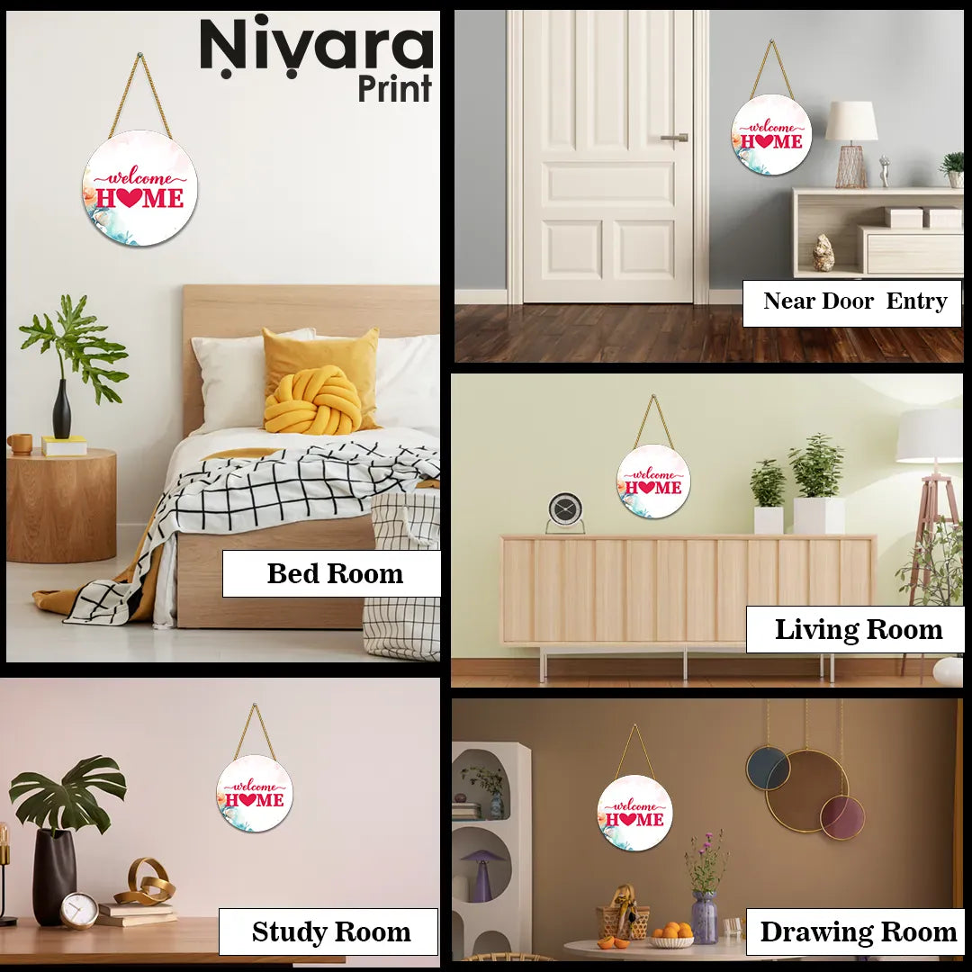 Nivaraprint Wooden Wall Hanging for Home Decoration | Welcome HOME