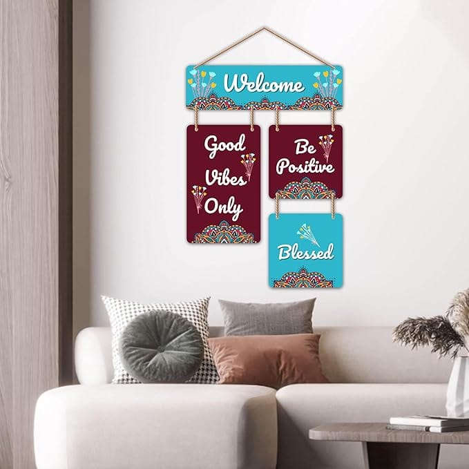 Nivaraprint Wooden Wall Hanging for Home Decoration | Welcome