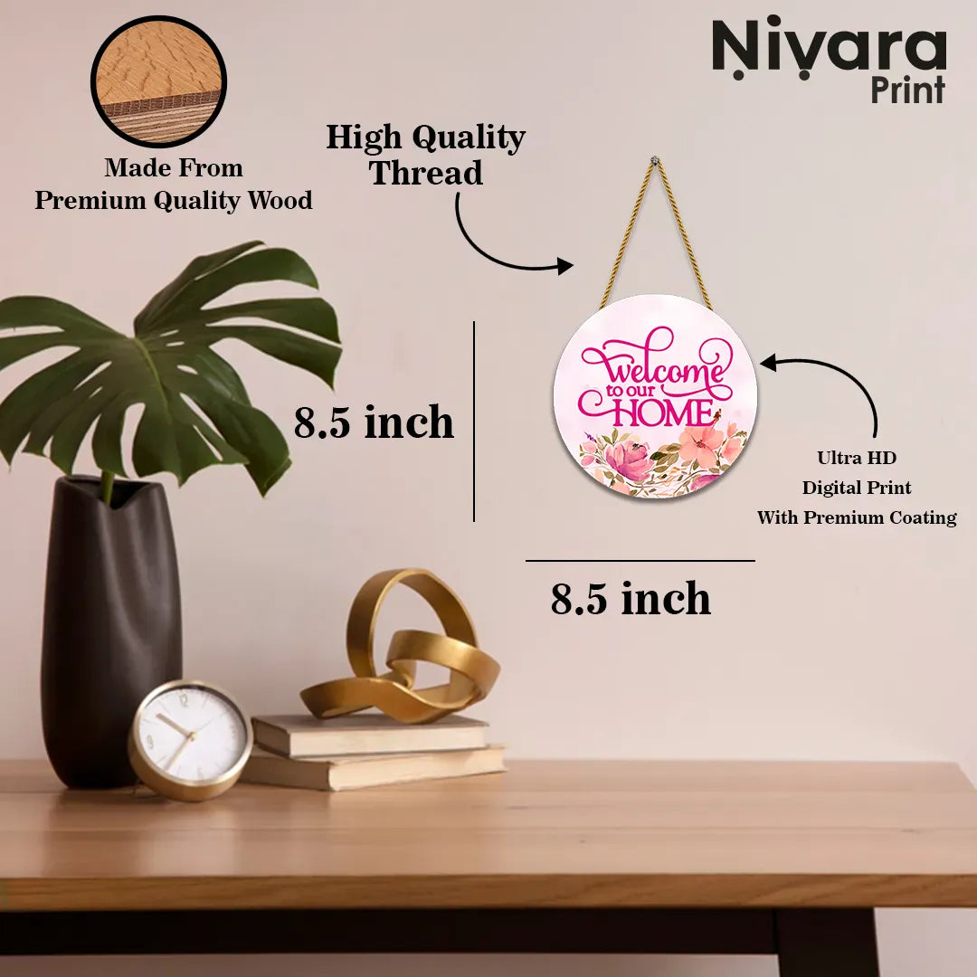Nivaraprint Wooden Wall Hanging for Home Decoration | Welcome to our Home 01