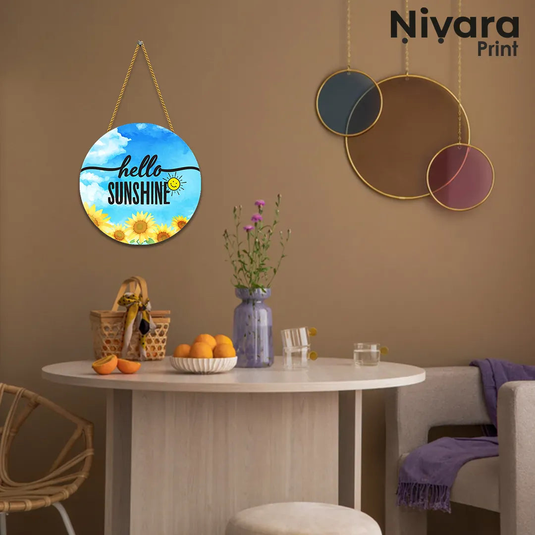 Nivaraprint Wooden Wall Hanging for Home Decoration | hello SUNSHINE